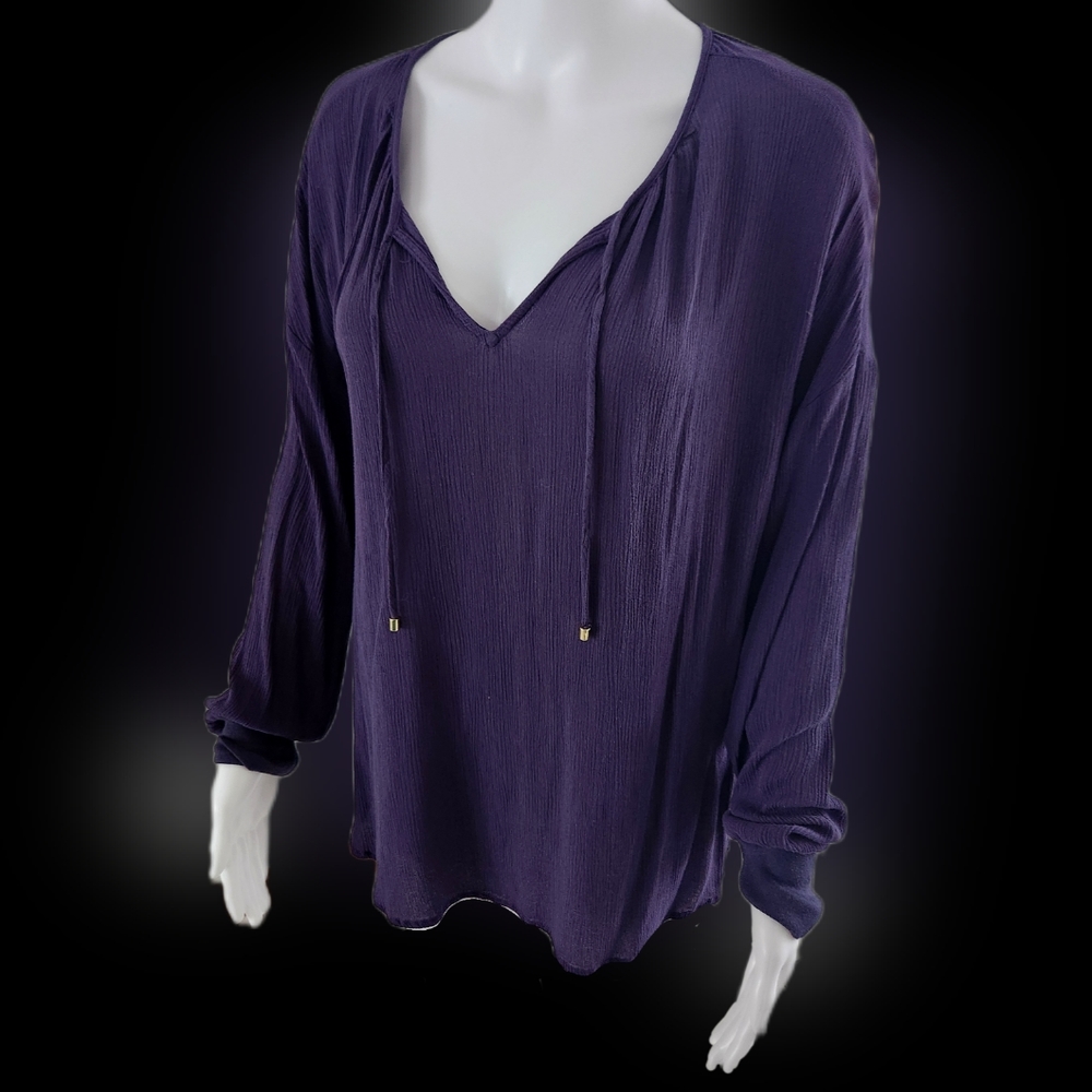 Juicy Couture gausy bohemian crinkle fabric blouse Size Large